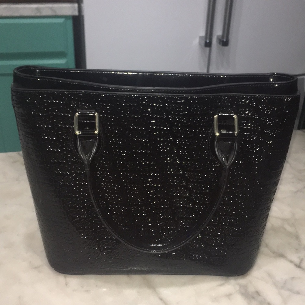 Follie Follie Patent LG Sig  Embossed Satchel Bag